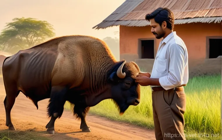 수의사 커리어 개발 전략 - **A Compassionate Rural Veterinarian:**
    A warm and inviting scene depicting a compassionate fema...