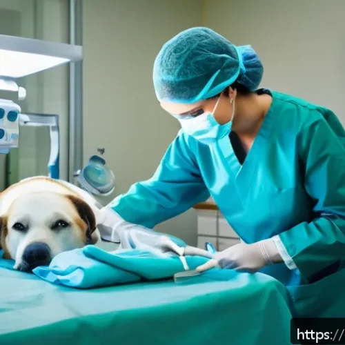 수의사 실무 경험 공유 - A highly detailed veterinary emergency scene inside a modern clinic, showing a skilled veterinarian ...