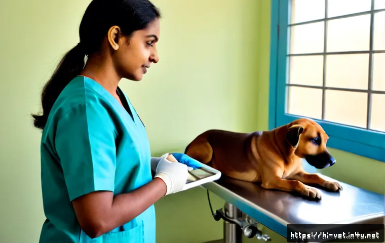 Home 17 소동물 임상사례 리뷰 - Photorealistic veterinary clinical case review scene in a modern Indian small-animal clinic, compass...