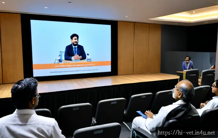 Home 17 수의학 관련 컨퍼런스 참석 후기 - Photorealistic veterinary conference experience, Indian veterinarian in professional business attire...